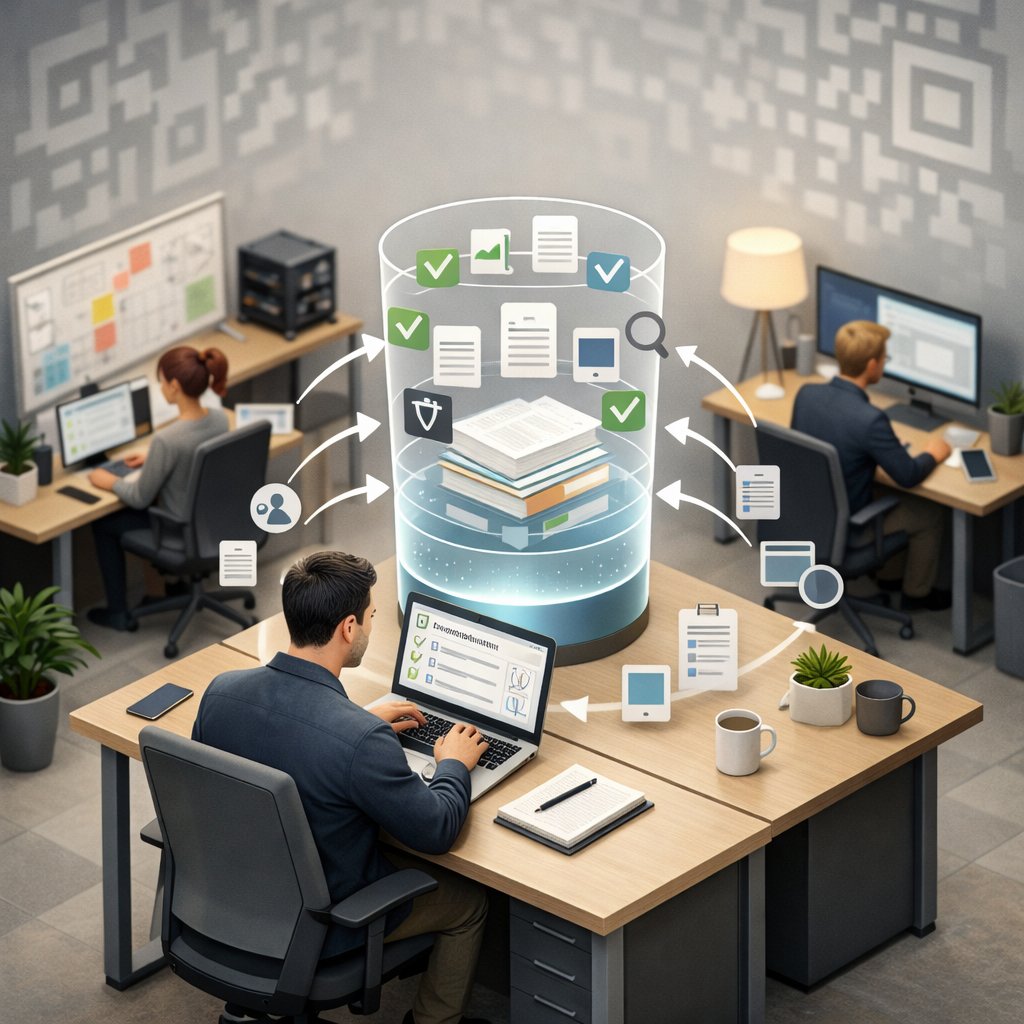 Founder organizing product information and evidence into a centralized record without spreadsheets.